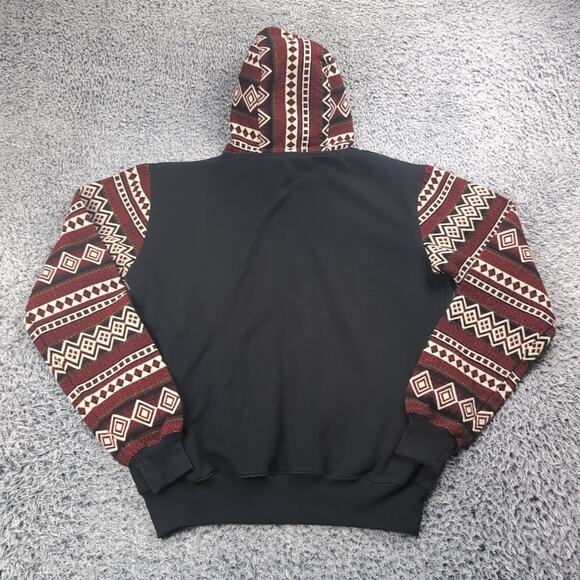 Native Sun Hoodie Adult Medium Black Red Southwestern Aztec Sweater Wool Blend - Picture 5 of 6